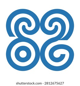 A clean blue Mpatapo symbol isolated on white background. This traditional West African Adinkra icon signifies peacemaking, reconciliation, harmony, and unity.