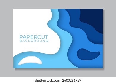 Clean Blue Papercut Background. Modern Template Design