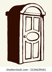 El retrete de plástico en la calle. Dibujo de vectores