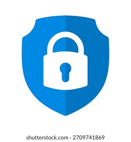 Símbolo de bloqueo de escudo azul limpio que representa seguridad confiable y privacidad de datos estable. Perfecto para plataformas seguras, herramientas de protección digital y diseño de interfaz de usuario.