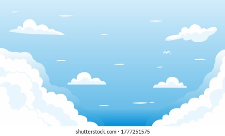 clean blue sky with white cloud illustration background vector