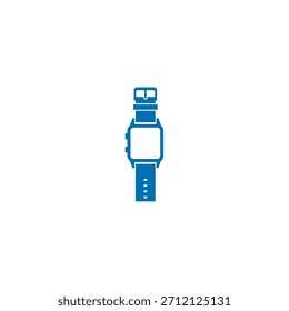 Clean blue smartwatch icon in a simple flat graphic style, ideal for technology branding, wearable device concepts, UI design, and digital product illustrations.