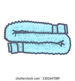 Clean blue towel icon. Hand drawn illustration of clean blue towel vector icon for web design