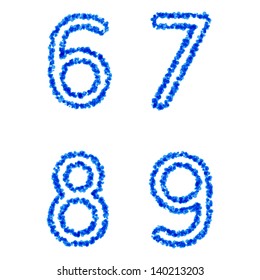 Clean blue vector bubble alphabet, 6, 7, 8, 9