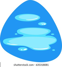 Clean blue water puddle. Isolated. Flat style. On blue background.