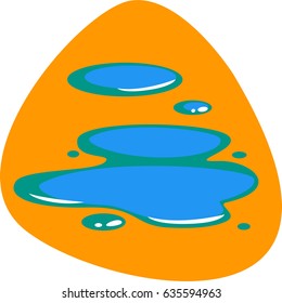 Clean blue water puddle. Isolated. Material design colors. On yellow background.