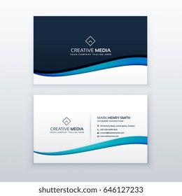 clean blue wave business card design template