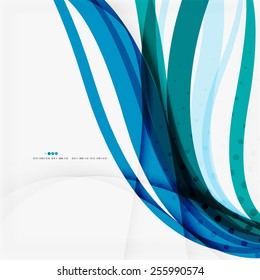 Clean blue wave lines on white, abstract background