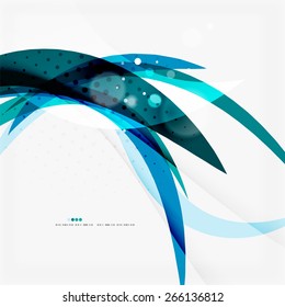 Clean blue wave lines on white, abstract background
