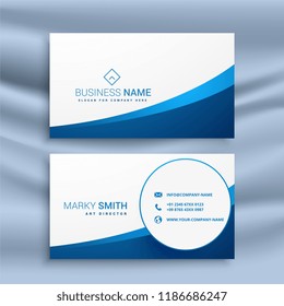 Clean Blue Wavy Business Card Design