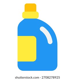 Garrafa de detergente azul e amarelo limpa adequada para produtos de limpeza, web design ou visuais de marketing.