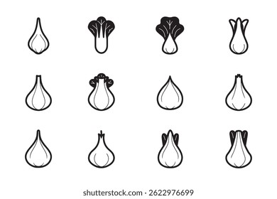 Clean Bok Choy Outline Drawing