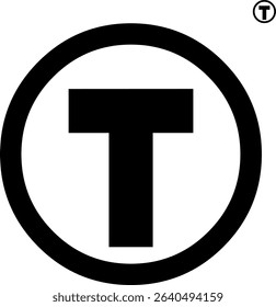 A clean, bold, black capital "T" enclosed within a circle with a thick black border.