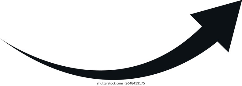 A clean, bold black upward-pointing arrow with a curved line.