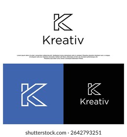 Clean and bold K lettermark with sharp edges, suitable for tech brands, apps, or business logos.