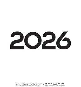 Ein sauberes und fett-minimalistisches Typografiedesign für das Jahr 2026, perfekt geeignet für moderne Kalender, Unternehmenspläne und professionelle Neujahrsgrußbanner.