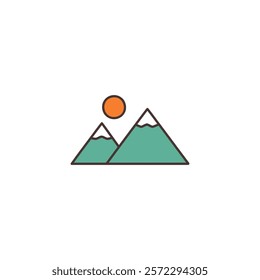 A clean and bold mountain icon, ideal for outdoor branding, adventure themes, travel visuals, and nature-inspired creative projects.