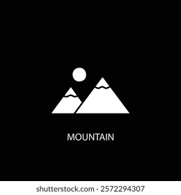 A clean and bold mountain icon, ideal for outdoor branding, adventure themes, travel visuals, and nature-inspired creative projects.