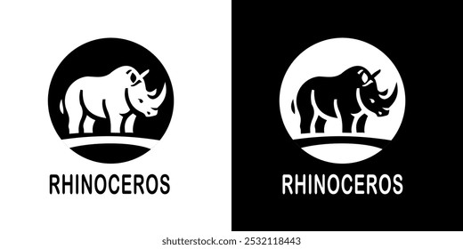 A clean and bold rhinoceros logo in a minimalistic style. A simple and powerful design that is perfect for your brand logo