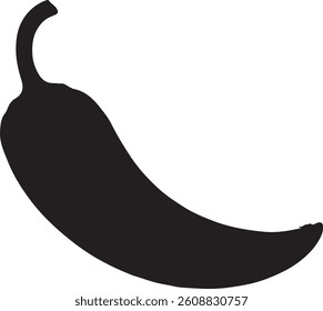 A clean, bold silhouette of a chili pepper, perfect for food-related designs, logos, or illustrations.