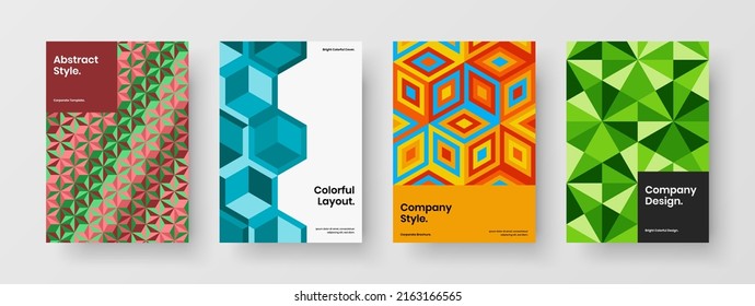 Colección de ilustraciones vectoriales de diseño de portada de libro limpia A4. Conjunto de concepto de volante de mosaicos de primera calidad.