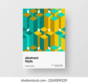 Clean book cover design vector template. Creative mosaic pattern annual report concept.