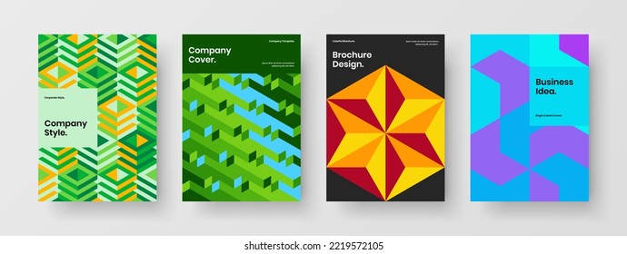 Clean book cover vector design layout composition. Vivid geometric tiles flyer template collection.