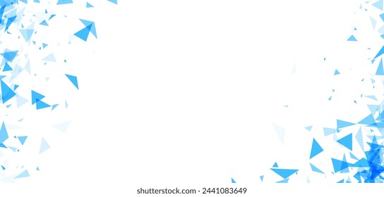 Un borde limpio de triángulos azules y blancos enmarca un espacio blanco abierto, ideal para fondos o diseños modernos.
