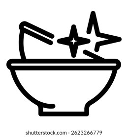 Symbol für saubere Schüssel. Umriss saubere Schüssel, Vektorsymbol für Webdesign einzeln auf weißem Hintergrund