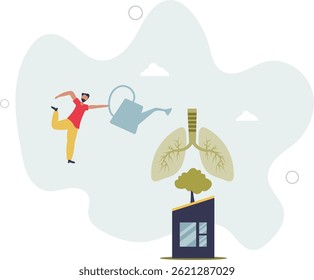 Clean breathing with fresh air for respiratory system.Office or home air purification for body wellness and care. character life .