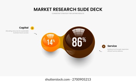 Clean Briefing 2 Element Graph Frame Design. Product Launch Two Step Chart Slideshow Template. Project Review Slide Layout Vector Illustration.