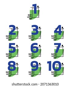 Clean and bright color countdown timer vector design template with number day left icon