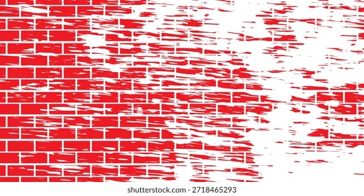 Ilustración vectorial de textura de fondo de pared de ladrillo rojo brillante limpio para Fondo de pantalla de construcción o archivo EPS de fondo escalable editable
