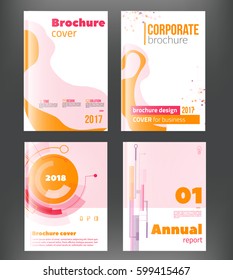 Clean brochure cover templates set. Yellow Corporate identity. Business design, flyer, professional book layout.