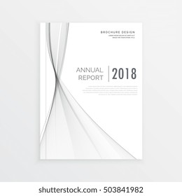 clean brochure design with gray wave for annual report in A4 size