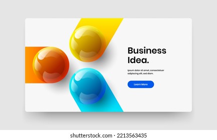 Clean brochure design vector concept. Trendy realistic spheres corporate cover illustration.