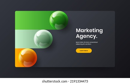Clean brochure design vector layout. Amazing realistic spheres poster concept.