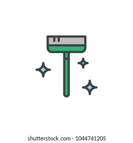 Clean broom filled outline icon, line vector sign, linear colorful pictogram isolated on white. Maid service symbol, logo illustration. Pixel perfect vector graphics
