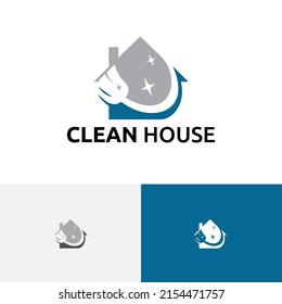 Clean Brush Broom House Cleaning Service Negative Space Logo