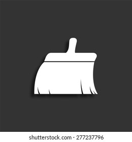 Clean brush icon with shadow - vector illustration