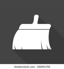 clean brush icon - vector illustration with long shadow isolated on gray 