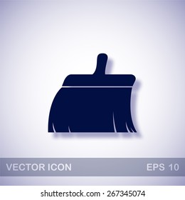 Clean brush vector icon - dark blue illustration with blue shadow