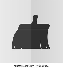 Clean brush vector icon. Effect of folded paper. Flat design