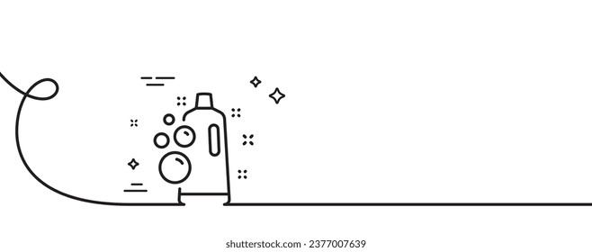 Das Symbol "Blasen reinigen". Kontinuierlich eine Linie mit curl. Wäscherei Shampoo Schild. Kleiderreiniger-Symbol. Reinigen Sie Bläschen einzelne Rahmenbänder. Loop-Kurve Muster. Vektorgrafik