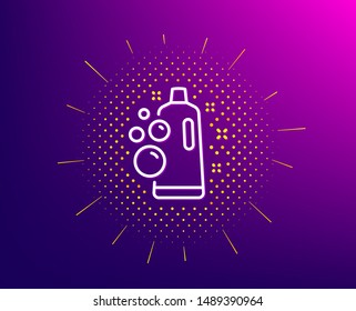 Clean bubbles line icon. Halftone pattern. Laundry shampoo sign. Clothing cleaner symbol. Gradient background. Clean bubbles line icon. Yellow halftone pattern. Vector