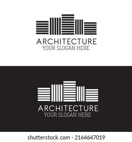 clean buildings logo design formed with lines with dark background