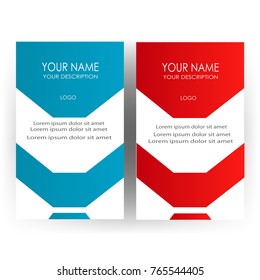 clean business card template with blue and red style design illustration