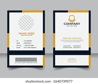 Clean business employee card template design, Modern identity card template for office employees.
