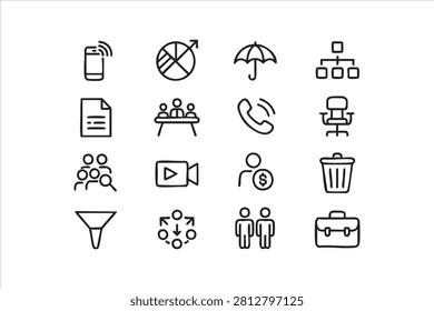 Clean business workflow icon pack for company presentations and professional dashboards