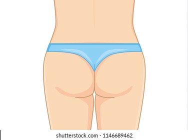 A clean buttocks skin in blue bikini. Illustration about health care.